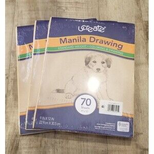 Lot Of 3 UCreate Manila Drawing Paper Standard Weight 9 in x 12 in 70 Sheets New